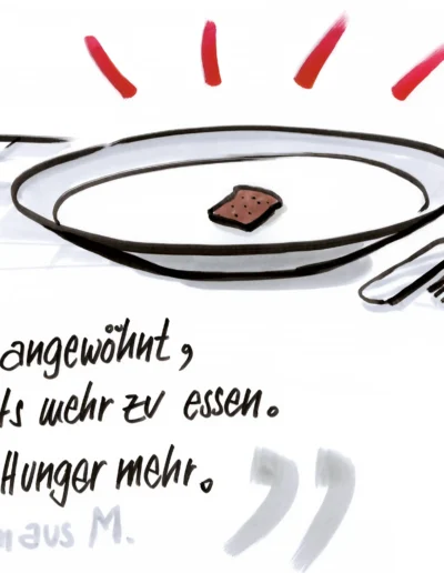 Illustration für die Caritas zum Thema Essen und Armut